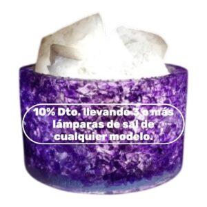 Cuenco Resina y Cristal Violeta (con Piedras de Cuarzo Blanco)