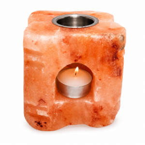 **Porta vela de Sal del Himalaya con soporte de AROMA en la punta