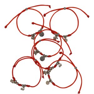 Pulsera con 2 Dijes / Hilo de Seda Rojo