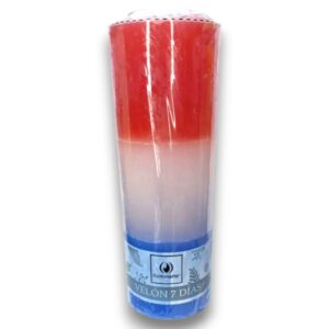 Velón 7 días Comb. x 1u. X 16cm ROJO / BLANCO / AZUL