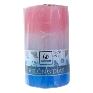 Velón 3 días Comb. x 1u. X 8cm ROSA / BLANCA / CELESTE