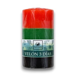 Velón 3 días Comb. x 1u. X 8cm ROJO / VERDE / NEGRO