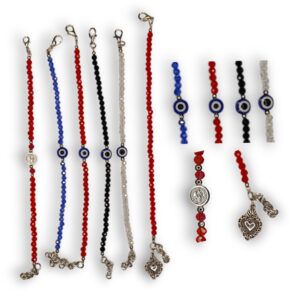 Pulsera Cristal CORAZON, OJO, DIJE