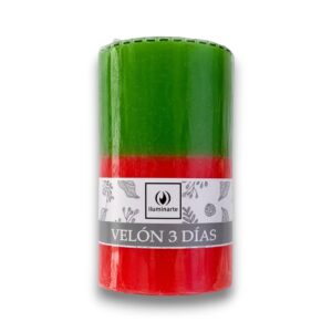 Velón 3 días Comb. x 1u. X 8cm VERDE / ROJO